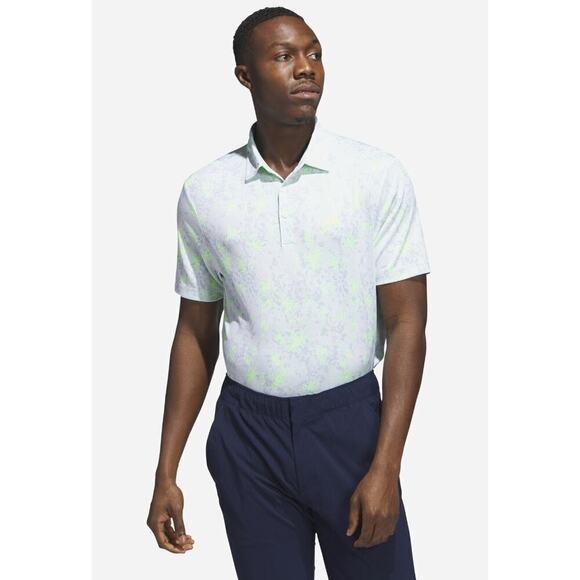 Adidas Burst Jacquard Golf Polo Yellow Green Medium NWT - Picture 3 of 12